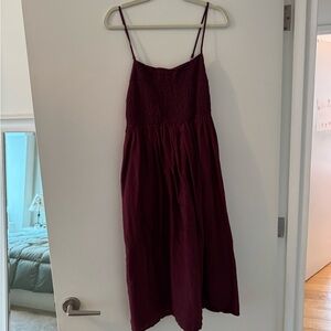 Elegant Wine Midi Dress with Delicate Straps